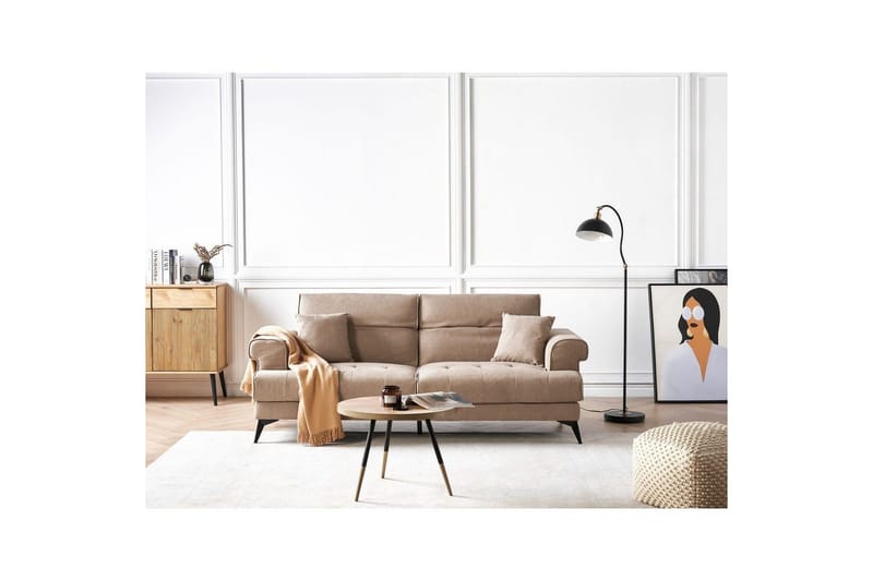 3-sitssoffa Beliani Skive Beige NO_BRAND Beige VALUE_MISSING_2 - Beige - Møbler - Sofaer - 3 personers sofa