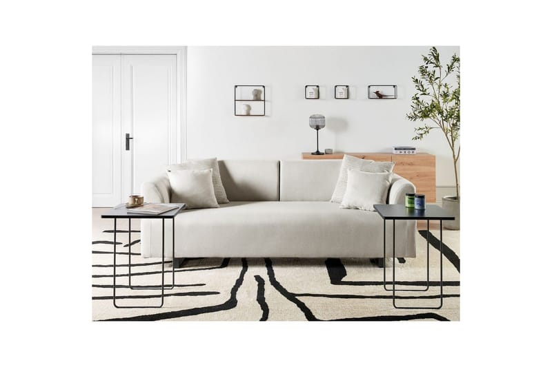 3-sitssoffa Beliani Sokna Beige, svart Beige||Black - Møbler - Sofaer - 3 personers sofa