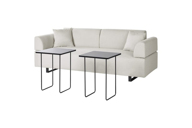 3-sitssoffa Beliani Sokna Beige, svart Beige||Black - Møbler - Sofaer - 3 personers sofa
