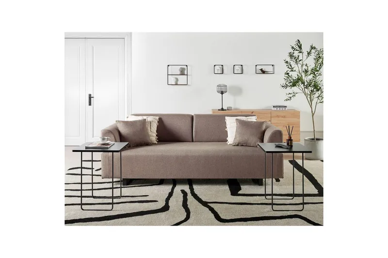 3-sitssoffa Beliani Sokna Beige, svart Brown - Brun - Møbler - Sofaer - 3 personers sofa