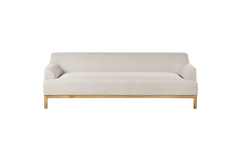 3-sitssoffa Beliani Sosjo Beige, ljust trä Beige||Light colored wood - Møbler - Sofaer - 3 personers sofa