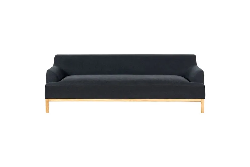 3-sitssoffa Beliani Sosjo Beige, ljust trä Black||Light colored wood - Møbler - Sofaer - 3 personers sofa