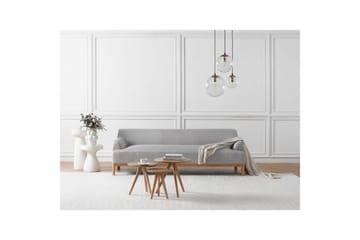 3-sitssoffa Beliani Sosjo Beige, ljust trä Grey||Light colored wood - Møbler - Sofaer - 3 personers sofa