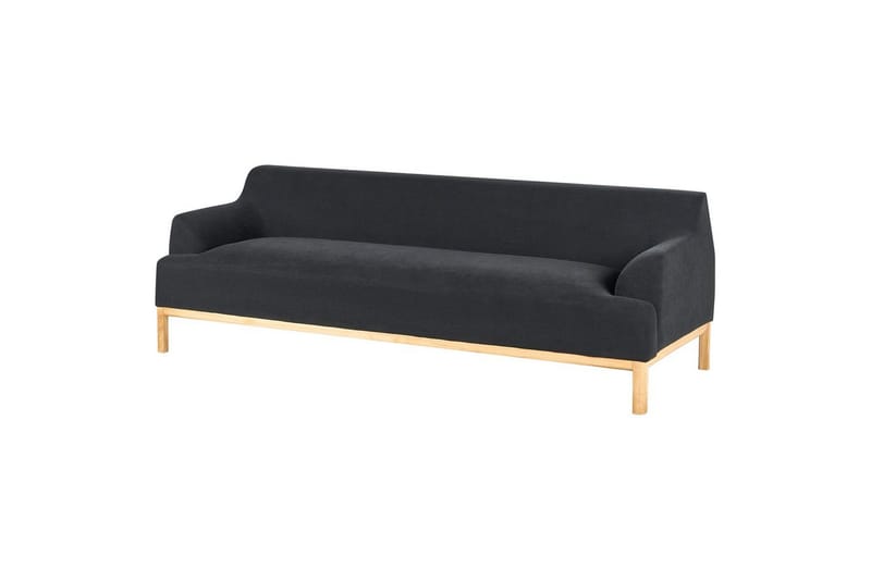 3-sitssoffa Beliani Sosjo Beige, ljust trä NO_BRAND Black||Light colored wood - Møbler - Sofaer - 3 personers sofa