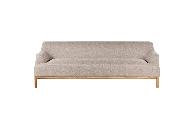 3-sitssoffa Beliani Sosjo Beige, ljust trä NO_BRAND Brown||Light colored wood, undefined