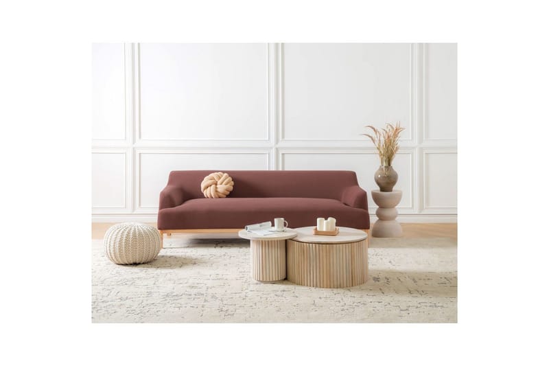 3-sitssoffa Beliani Sosjo Beige, ljust trä Red||Light colored wood - Møbler - Sofaer - 3 personers sofa