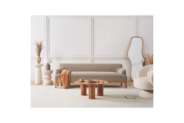 3-sitssoffa Beliani Sosjo Beige, ljust trä Taupe - Møbler - Sofaer - 3 personers sofa