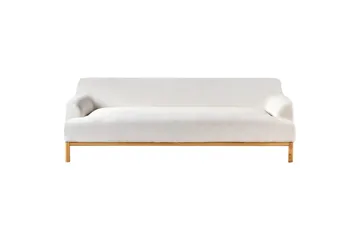 3-sitssoffa Beliani Sosjo Beige, ljust trä White||Light colored wood - Møbler - Sofaer - 3 personers sofa