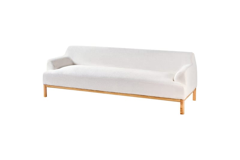 3-sitssoffa Beliani Sosjo Beige, ljust trä White||Light colored wood - Møbler - Sofaer - 3 personers sofa