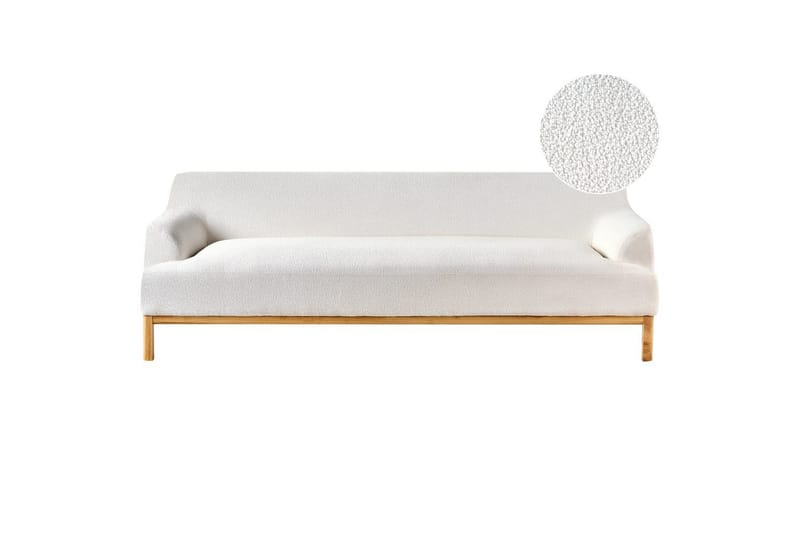 3-sitssoffa Beliani Sosjo Beige, ljust trä White||Light colored wood - Møbler - Sofaer - 3 personers sofa