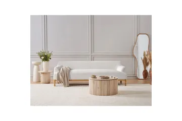 3-sitssoffa Beliani Sosjo Beige, ljust trä White||Light colored wood - Møbler - Sofaer - 3 personers sofa