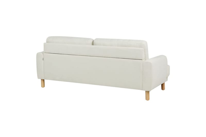 3-sitssoffa Beliani Tuve Beige, ljust trä, Bouclé Offwhite||Light colored wood - Møbler - Sofaer - 3 personers sofa