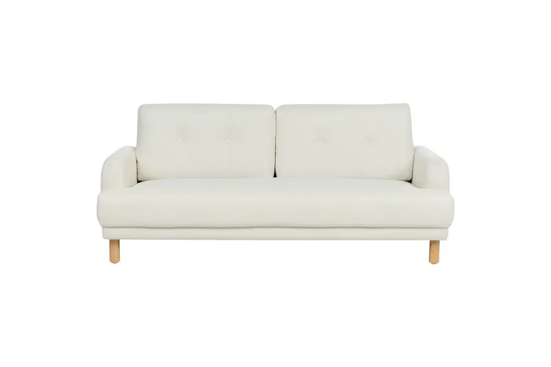 3-sitssoffa Beliani Tuve Beige, ljust trä, Bouclé Offwhite||Light colored wood - Møbler - Sofaer - 3 personers sofa