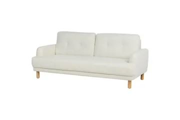 3-sitssoffa Beliani Tuve Beige, ljust trä, Bouclé Offwhite||Light colored wood - Møbler - Sofaer - 3 personers sofa
