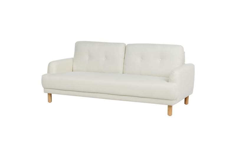 3-sitssoffa Beliani Tuve Beige, ljust trä, Bouclé Offwhite||Light colored wood - Møbler - Sofaer - 3 personers sofa