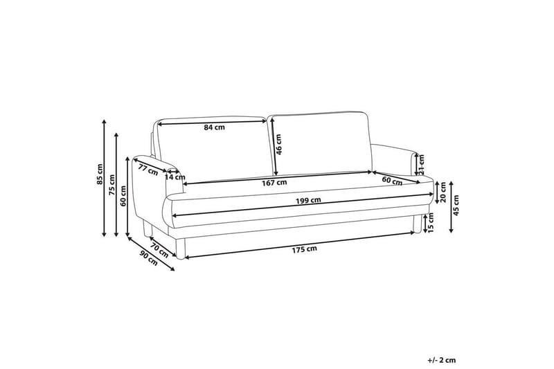 3-sitssoffa Beliani Tuve Beige, ljust trä, Bouclé White||Light colored wood - Møbler - Sofaer - 3 personers sofa