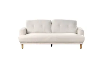 3-sitssoffa Beliani Tuve Beige, ljust trä, Bouclé White||Light colored wood - Møbler - Sofaer - 3 personers sofa