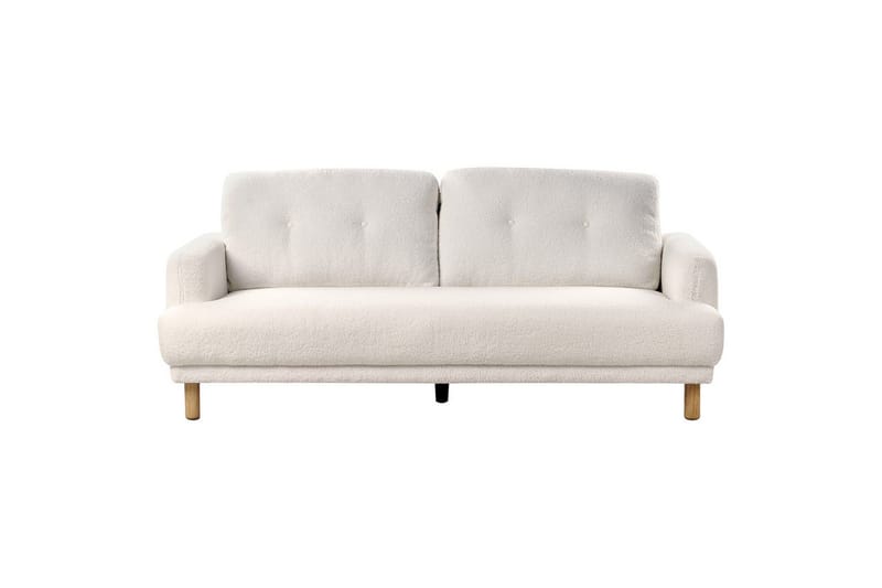 3-sitssoffa Beliani Tuve Beige, ljust trä, Bouclé White||Light colored wood - Møbler - Sofaer - 3 personers sofa