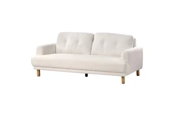 3-sitssoffa Beliani Tuve Beige, ljust trä, Bouclé White||Light colored wood - Møbler - Sofaer - 3 personers sofa