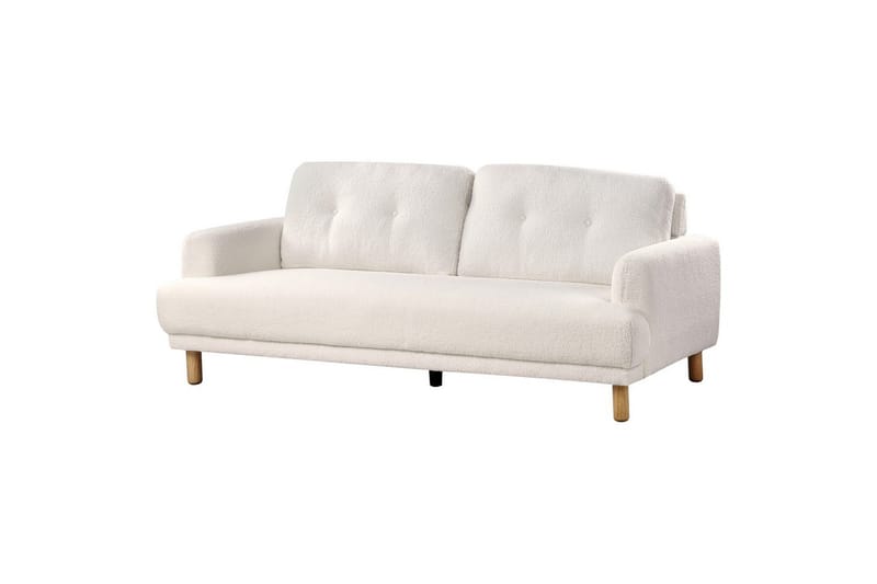 3-sitssoffa Beliani Tuve Beige, ljust trä, Bouclé White||Light colored wood - Møbler - Sofaer - 3 personers sofa