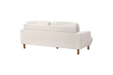 3-sitssoffa Beliani Tuve Beige, ljust trä, Bouclé White||Light colored wood - Møbler - Sofaer - 3 personers sofa