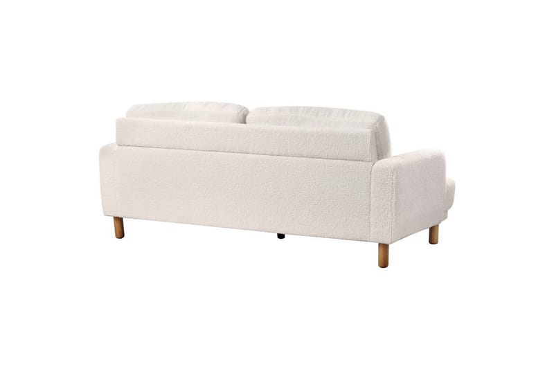 3-sitssoffa Beliani Tuve Beige, ljust trä, Bouclé White||Light colored wood - Møbler - Sofaer - 3 personers sofa