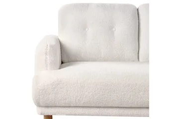 3-sitssoffa Beliani Tuve Beige, ljust trä, Bouclé White||Light colored wood - Møbler - Sofaer - 3 personers sofa