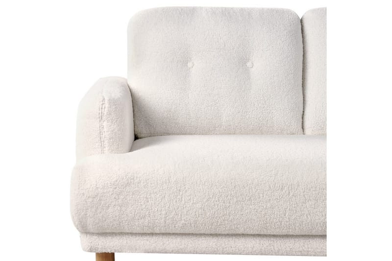 3-sitssoffa Beliani Tuve Beige, ljust trä, Bouclé White||Light colored wood - Møbler - Sofaer - 3 personers sofa