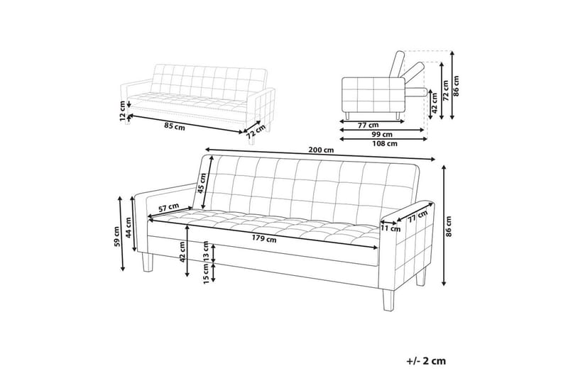 3-sitssoffa Beliani Vehkoo Grönt, ljust trä Green||Light colored wood - Møbler - Sofaer - Sovesofaer