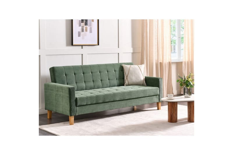 3-sitssoffa Beliani Vehkoo Grönt, ljust trä Green||Light colored wood - Møbler - Sofaer - Sovesofaer
