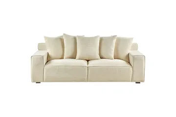 3-sitssoffa Beliani Viskan Beige, Manchestertyg Beige - Møbler - Sofaer - 3 personers sofa
