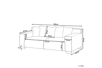 3-sitssoffa Beliani Viskan Beige, Manchestertyg Beige - Møbler - Sofaer - 3 personers sofa