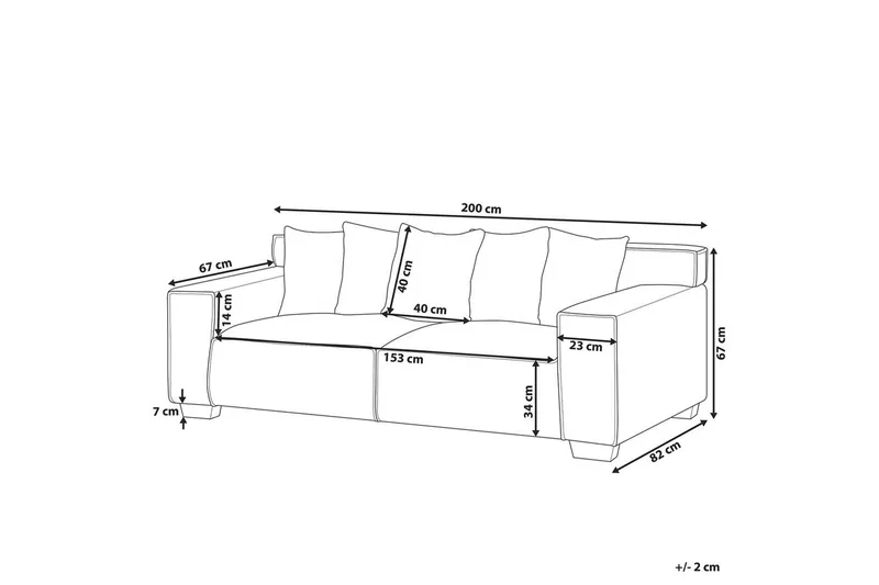 3-sitssoffa Beliani Viskan Beige, Manchestertyg Beige - Møbler - Sofaer - 3 personers sofa
