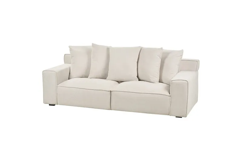3-sitssoffa Beliani Viskan Beige, Manchestertyg White - Møbler - Sofaer - 3 personers sofa