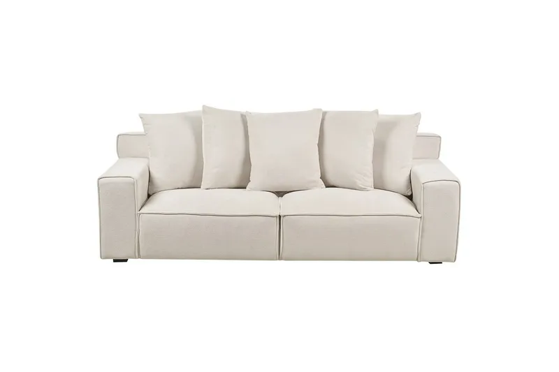 3-sitssoffa Beliani Viskan Beige, Manchestertyg White - Møbler - Sofaer - 3 personers sofa