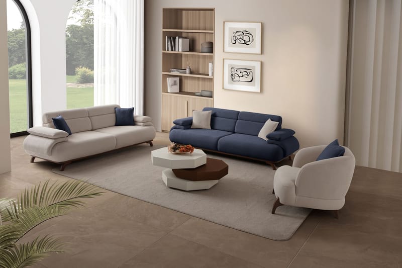 3-personers sofa Atelier Del Sofa Bonjo Valnød (246 x 81 x 97 cm) Marineblå - Marineblå - Møbler - Sofaer - 3 personers sofa