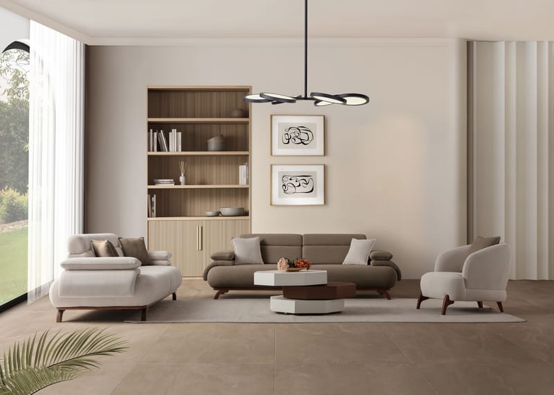 3-personers sofa Atelier Del Sofa Bonjo Valnød (246 x 81 x 97 cm) Jord - Jord - Møbler - Sofaer - 3 personers sofa