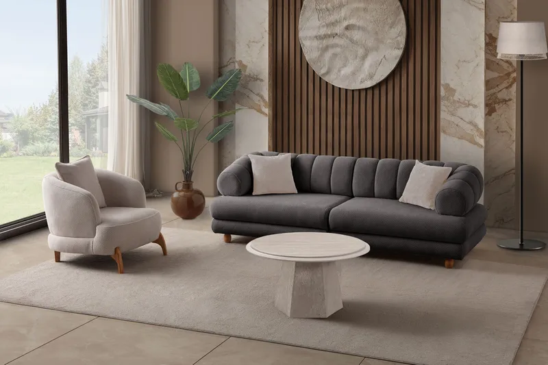 3-personers sofa Atelier Del Sofa Gloria (240 x 80 x 95 cm) Antracit - Antracit - Møbler - Sofaer - 3 personers sofa