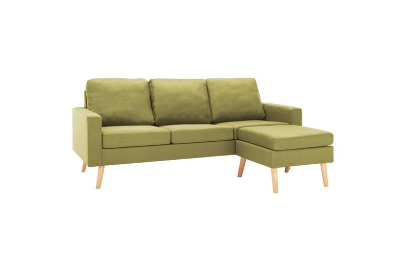 3-Personers Sofa Med Fodskammel Stof Grøn - 3 personers sofa