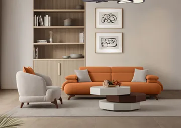3-personers sofa Atelier Del Sofa Bonjo Valnød (246 x 81 x 97 cm) Tile Red - Teglstenrød - Møbler - Sofaer - 3 personers sofa