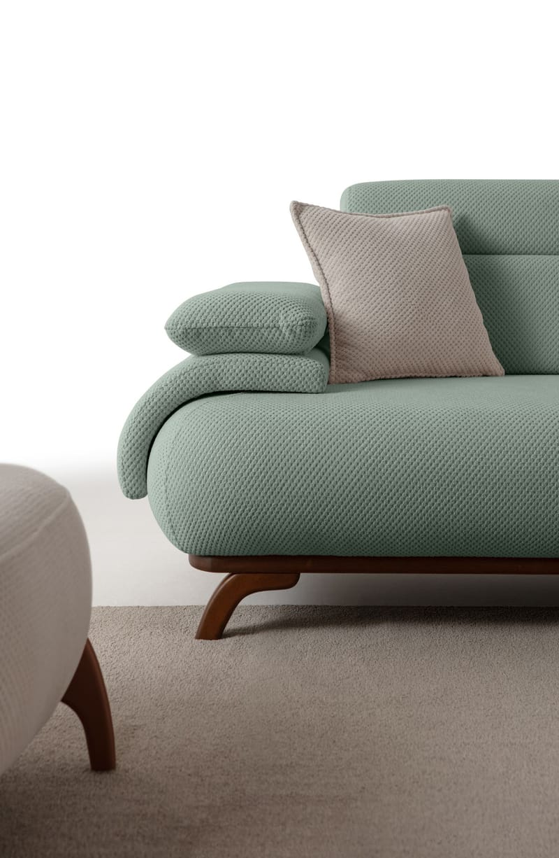 3-personers sofa Atelier Del Sofa Bonjo Valnød (246 x 81 x 97 cm) Sea Green - Havgrøn - Møbler - Sofaer - 3 personers sofa