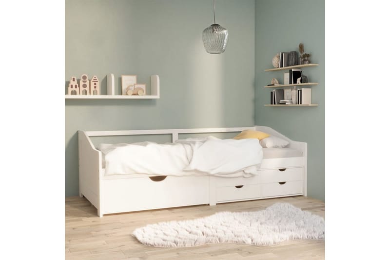 3-personers daybed med skuffer 90x200 cm massivt fyrretræ hv - Hvid - Møbler - Sofaer - Daybed