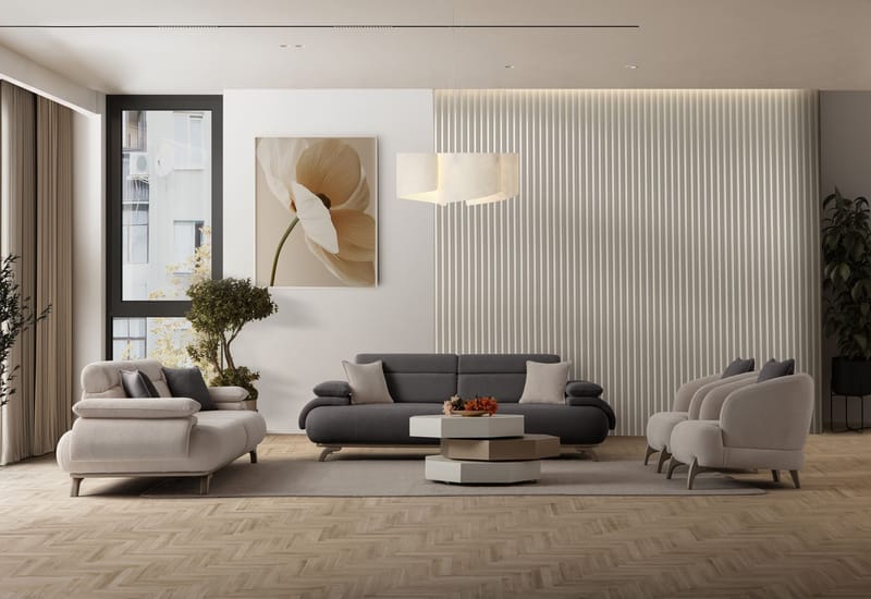 3-personers sofa Atelier Del Sofa Bonjo Silver (246 x 81 x 97 cm) Antracit - Antracit - Møbler - Sofaer - 3 personers sofa