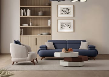 3-personers sofa Atelier Del Sofa Bonjo Valnød (246 x 81 x 97 cm) Marineblå - Marineblå - Møbler - Sofaer - 3 personers sofa