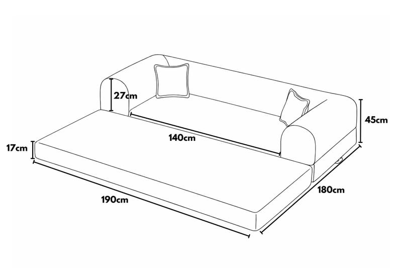3-personers sovesofa Atelier Del Sofa Legom Eco (190 x 90 x 25 cm) Blå - Møbler - Sofaer - Sovesofaer