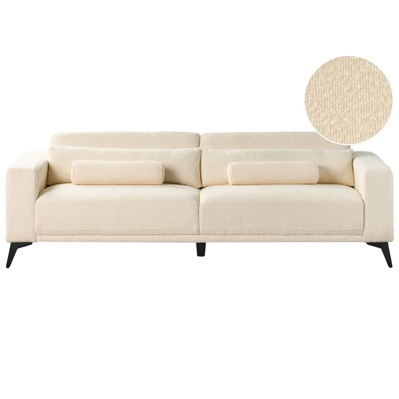 3-personers sofa Ange, Hvid, Sort/Bouclé