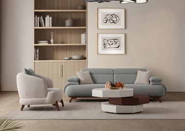 3-personers sofa Atelier Del Sofa Bonjo Valnød (246 x 81 x 97 cm) Grå - Grå - Møbler - Sofaer - 3 personers sofa