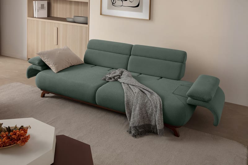 3-personers sofa Atelier Del Sofa Bonjo Valnød (246 x 81 x 97 cm) Grøn - Grøn - Møbler - Sofaer - 3 personers sofa