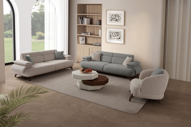 3-personers sofa Atelier Del Sofa Bonjo Valnød (246 x 81 x 97 cm) Grå - Grå - Møbler - Sofaer - 3 personers sofa