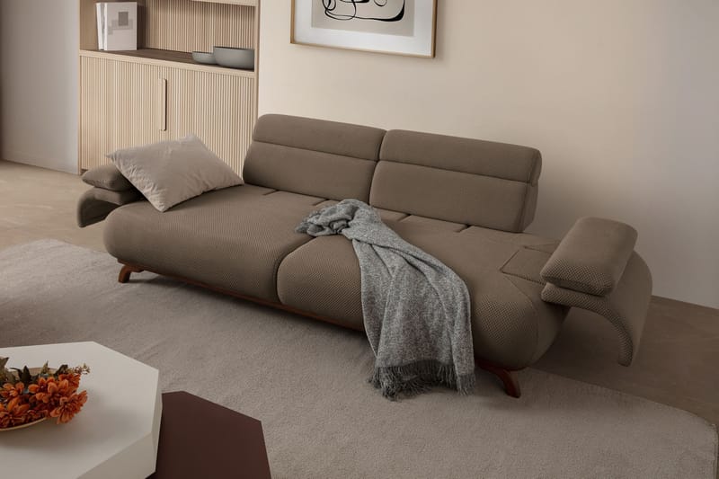 3-personers sofa Atelier Del Sofa Bonjo Valnød (246 x 81 x 97 cm) Jord - Jord - Møbler - Sofaer - 3 personers sofa